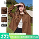 百圖betu女裝2025春季新款短外套休閑工裝夾克麂皮絨短外套女2501T40 駱駝色 M