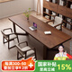 鐵皇帝南美胡桃木高檔實木客廳大長書桌家用工作臺書房原木辦公學習桌 胡桃木桌160*70*75*4.5cm