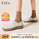 他她（TATA）QQ軟糖英倫單鞋女真皮厚底牛津鞋小皮鞋豆豆鞋新7A421CM4 7A421CM4米白（踩跟款-寬版） 38