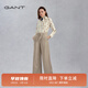 GANT/甘特春夏新款女士休閑褲時尚氣質(zhì)壓褶闊腿褲高腰帶九分褲子 209米黃色 40