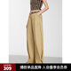 ELLE淺卡其色復古高腰時尚休閑褲女2025春季新款通勤小眾直筒褲 淺卡其 S