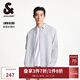 杰克·瓊斯（JACK&JONES）百搭時(shí)尚簡(jiǎn)約潮條紋logo織布尖領(lǐng)長(cháng)袖襯衫外套上衣男裝225205003 A06本白色 常規 M