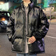 nasawassup秋冬款立領(lǐng)棉服男士pu皮棉衣防風(fēng)保暖羽面包絨服加厚皮衣外套男潮 黑色 XL 約130-150斤可穿