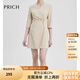 PRICH氣質(zhì)顯瘦V領(lǐng)西裝裙夏季氣質(zhì)收腰商務(wù)通勤連衣裙女 35米色 L 170
