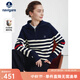Navigare意大利小帆船海軍領(lǐng)條紋毛衣女2025秋季新款綿羊毛舒適親膚針織衫 海軍藍(lán)白 XL