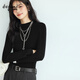 伊芙麗蔣欣代言基礎款半高領(lǐng)100%可機洗羊毛打底衫女修身2025秋裝新款 黑色 半高領(lǐng) M