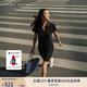 TOMMY HILFIGER夏季女裝珠地網(wǎng)眼氣質(zhì)休閑鑲邊V領(lǐng)顯瘦短袖POLO連衣裙J0982 黑色001 M