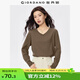 佐丹奴T恤女基礎(chǔ)款舒適內(nèi)搭打底衫純棉純色V領(lǐng)長袖t恤女13322759 89棕色 S
