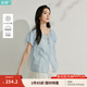 茵曼（INMAN）【51.8%苧麻】茵曼法式系帶襯衫2025年夏季新款女裝慵懶襯衣上衣  淺藍色 M