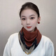 磁吸扣小方巾絲巾女秋冬季新款護頸保暖圍脖高級感三角巾媽媽圍巾 煙熏紅波點(diǎn)