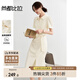 尚都比拉金屬鏈腰帶收腰連衣裙女夏季短袖通勤襯衫裙氣質(zhì)捏褶開衩中長裙