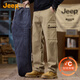 吉普（JEEP）【保暖加絨褲子男】2025秋冬款工裝直筒長(zhǎng)褲時(shí)尚百搭男士休閑褲