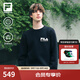 FILA 斐樂(lè )官方男子套頭衛衣2025秋新款健身運動(dòng)基礎針織保暖長(cháng)袖上衣 正黑色-BK XL 180/100A/XL