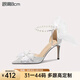 Lily Wei法式蝴蝶結(jié)高跟鞋仙女風(fēng)銀色婚鞋夏小碼配裙子涼鞋純欲不累腳 銀色【跟高8cm】 37