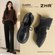 ZHR復古樂(lè )福鞋女厚底百搭英倫單鞋女時(shí)尚甜美學(xué)院風(fēng)女鞋 AY281黑色37