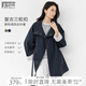 對白復(fù)古通勤三?？哿㈩I(lǐng)風(fēng)衣女2025秋季新款慵懶寬松休閑夾克外套 深海藍 S