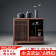 赫蘭菲（Helanfei） 新中式實(shí)木茶水柜北美黑胡桃客廳茶邊柜茶臺茶水臺推拉門(mén)矮柜 北美黑胡桃木(不含燒水壺) 整裝