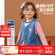 ASK JUNIOR兒童女童背心馬甲秋可愛風(fēng)小童重磅牛仔馬甲外套 藍(lán)色 130