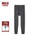 無印良品 MUJI 男士 棉羊毛冬季內(nèi)衣 細筒褲  打底褲 線褲 家居褲 炭灰色 S