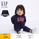 GAP嬰兒初秋款彩logo小熊耳朵連帽連體衣兒童裝爬服644733