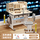滿滿希望兒童學(xué)習(xí)桌椅套裝家用可升降中小學(xué)生作業(yè)寫字書桌一體組合書架桌 70*50【四格書架+加厚椅】原木色