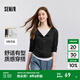 森馬（Semir）長袖t恤女短款修身顯瘦內(nèi)搭2025年春新款撞色假兩件打底衫亨利領(lǐng) 黑白色調(diào)00391 S 155/80A