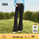 森馬（Semir）牛仔褲女森柔牛仔高腰喇叭褲顯瘦顯腿長黑色褲子2024冬新款拖地褲 牛仔水洗黑98201 28
