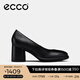 愛步（ECCO）七夕禮物 高跟單鞋女 包頭粗跟鞋一腳蹬單鞋女 雕塑222603 黑色22260301001 37