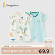 童泰（TONGTAI）嬰兒短袖連體衣夏季初生寶寶衣服外出哈衣爬服提花綠色66cm
