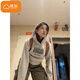 棉致美式復古字母連帽衛衣女春秋季2025新款寬松休閑慵懶風(fēng)上衣外套 58654淺灰色【常規高品質(zhì)31.5】 L 105-120斤