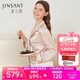 金三塔真絲睡衣女100%桑蠶絲外穿涼感兩件套睡褲居家服七夕禮物 [熱薦]19姆米香妃色 L