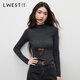朗文斯?。↙.WEST）100%羊毛可機洗針織衫女2025冬季新款無(wú)縫一體毛衣打底衫 灰色（半高領(lǐng)深灰） M
