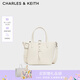 CHARLES&KEITH25秋新品簡約通勤手提水桶包菜籃子包七夕禮物CK2-10151518 Cream奶白色 S