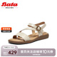 Bata一字帶涼鞋女2025夏羊皮涼鞋AYJ10BL5 米色 38