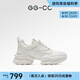 GG-CC云朵焦糖厚底真皮老爹鞋女新款增高百搭時尚運動鞋 G23X0212 白色 37