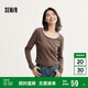 森馬（Semir）長袖T恤女短款撞色打底衫簡約風(fēng)秋季假兩件修身衣服101524101005