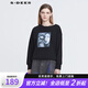 S.DEER圣迪奧2022年春季女裝圓領(lǐng)鏈條撞色人像黑色衛(wèi)衣S22182211 黑色/91 M 165