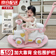 ANGI BABY兒童搖搖馬木馬1-3歲寶寶生日禮物玩具木馬三合一帶護欄兒童搖馬 珊瑚粉【大靠背+全包圍護欄+坐墊+搖搖馬】 兒童玩具多功能搖搖車寶寶周歲生日新年禮物