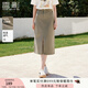 香影美式復古綠色牛仔半身裙女2025夏季新款純棉高腰前開叉a字裙 灰綠 L 165/88A/110-125斤
