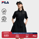 FILA 斐樂(lè )官方女裝梭織工裝連衣裙2025夏季新款時(shí)尚涼感防曬收腰裙子 正黑色-BK M 165/84A/M