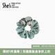 She's茜子意境東方浪漫刺繡花卉蝴蝶盤(pán)發(fā)圈馬尾頭繩頭花發(fā)飾生日禮物女 深青色D0