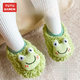 兔兔大文嬰兒學(xué)步鞋子0-1-2歲寶寶地板襪秋冬季男女兒童軟底室內早教腳套 綠色青蛙（加絨加厚） 1雙 均碼 M內長(cháng)14cm，建議1.5-2.5歲