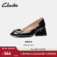 Clarks其樂Nyta45 Jazz妮嗒系列女鞋春夏金屬扣裝飾舒適方跟高跟鞋單鞋 黑色 261746974 37