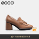 愛(ài)步（ECCO）高跟鞋女 優(yōu)雅流蘇深口牛皮粗跟正裝單鞋女  雕塑奢華222663 HL 淺棕色22266301291 36