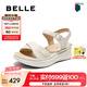 百麗（Belle）寬條帶休閑涼鞋女2025夏季新款商場同款真皮厚底涼鞋D6N2DBL5 米白 37 (235mm)