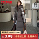 鴨鴨（YAYA）羽絨服女中長(cháng)款2024冬季新款時(shí)尚休閑百搭條紋連帽加厚保暖外套XB 灰色 L (165)