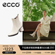 愛步（ECCO）靴子女 百搭圓頭高跟切爾西女靴牛皮靴 雕塑222683 石灰色22268301378 37