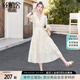 絲柏舍甜美V領(lǐng)連衣裙2025夏裝新款女裝收腰A字優(yōu)雅大擺仙女裙