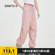 三福休閑褲2025夏季英文刺繡寬松闊腿工裝風(fēng)褲子女裝497905 粉紅 M