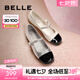 百麗（Belle）公主風(fēng)瑪麗珍鞋女鉆帶小香風(fēng)單鞋BL202CQ3 銀色 36 (230mm)